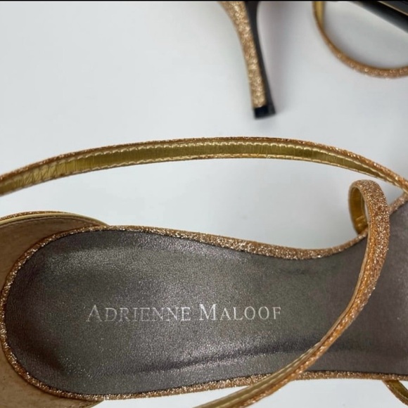 Women’s Gold Strappy Adrienne Maloof Stiletto Heels Sandals - Picture 10 of 11